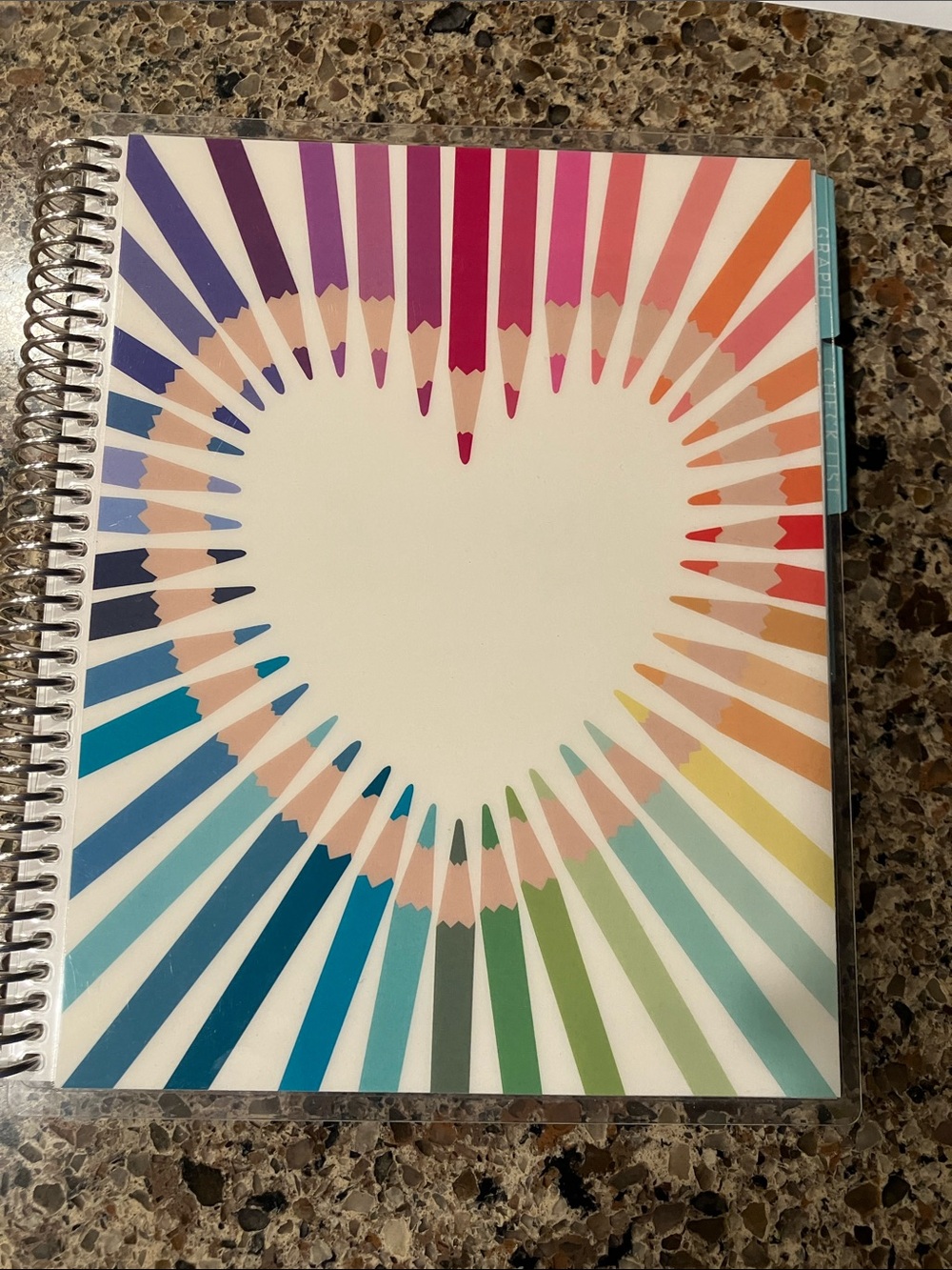 Erin Condren White Teacher Record Book with Teal Edge Tab and Multicolor Logo